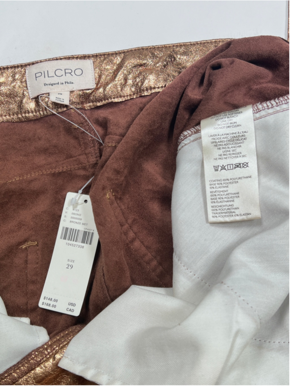 NWT Anthropology Pilcro Pants Wide Leg Pants Size 29 Bronze Metallic - Picture 7 of 8